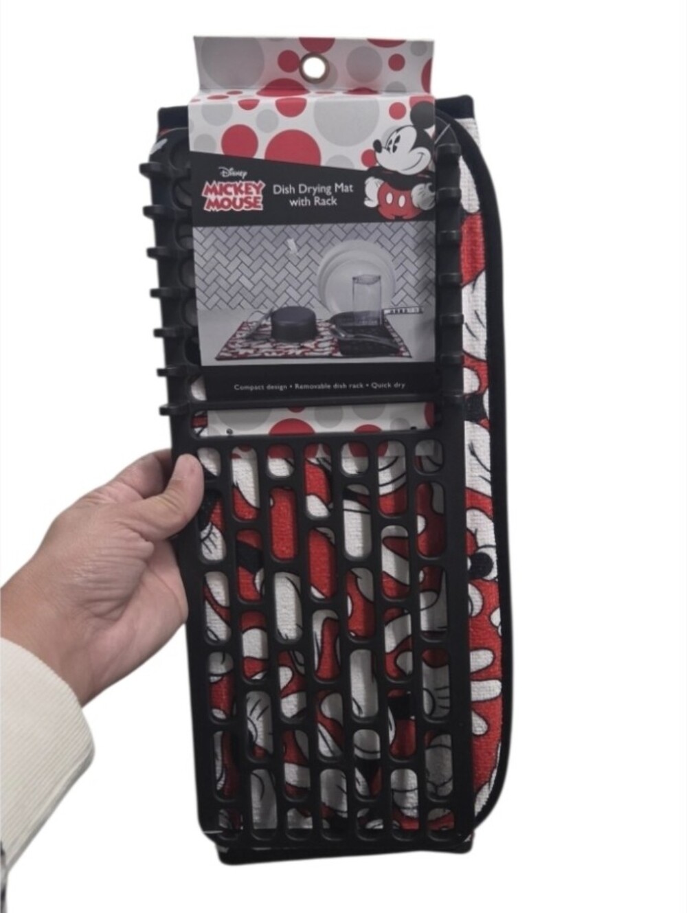2020 Best Brands Disney Mickey Mouse Red & White Black Dish Drying Mat with Rack
